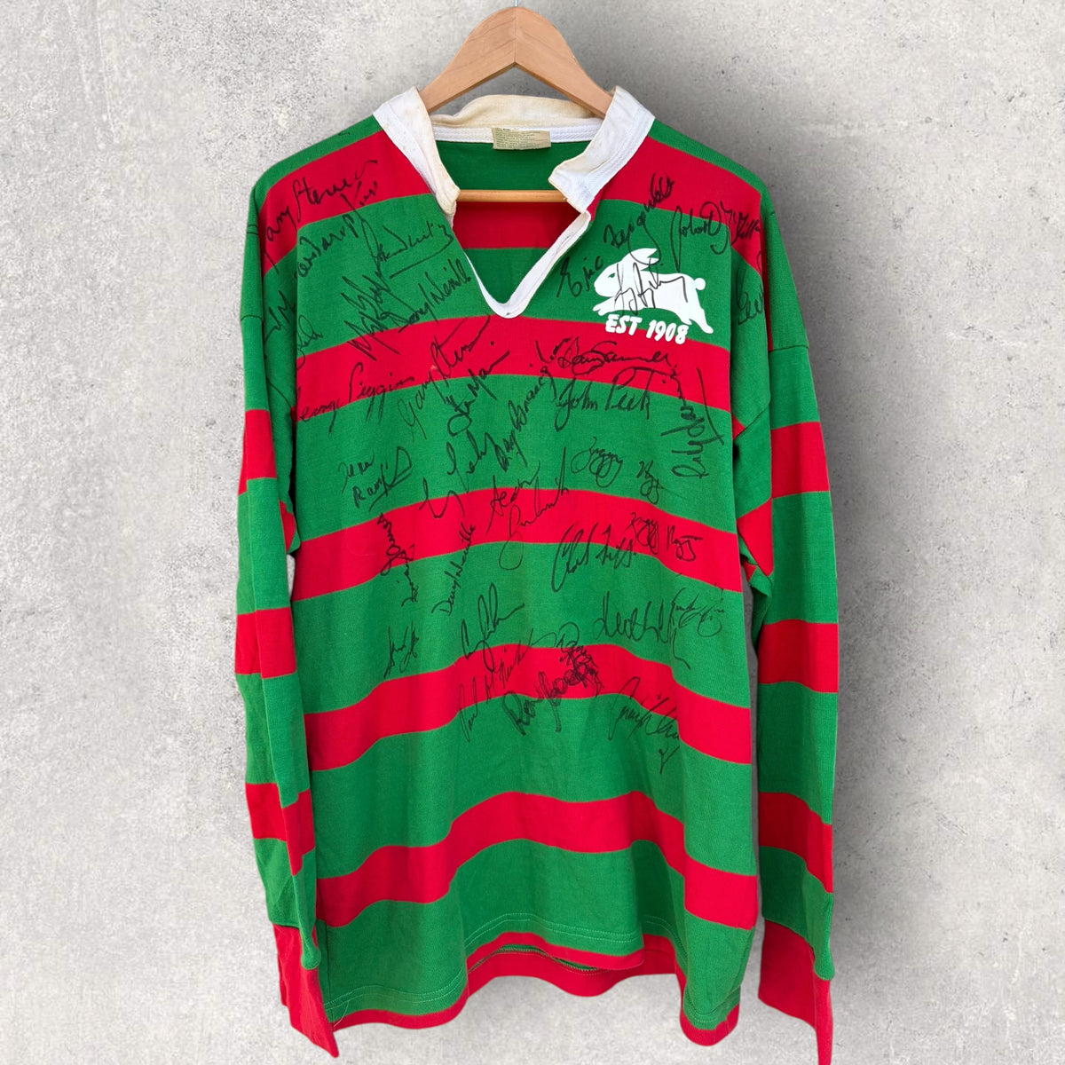 South Sydney Rabbitohs Rugby League Vintage Jersey Signed by 1980s Players