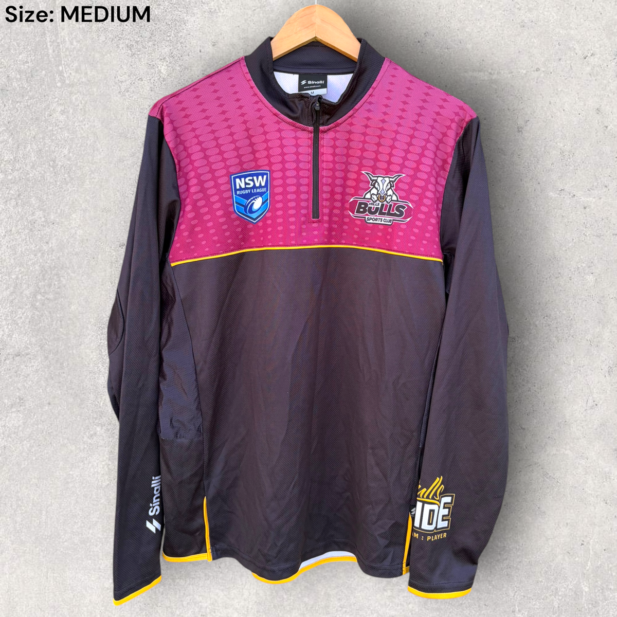 Hills Bulls NSW Rugby League Chest Zip Long Sleeve Training Shirt