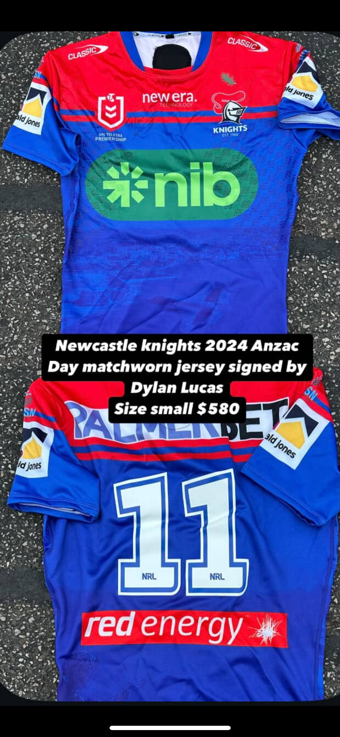 DYLAN LUCAS ANZAC 2024 MATCHWORN JERSEY