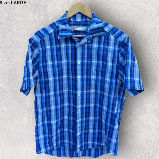 RM WILLIAMS BLUE SHORT SLEEVE CHECKERED SHIRT