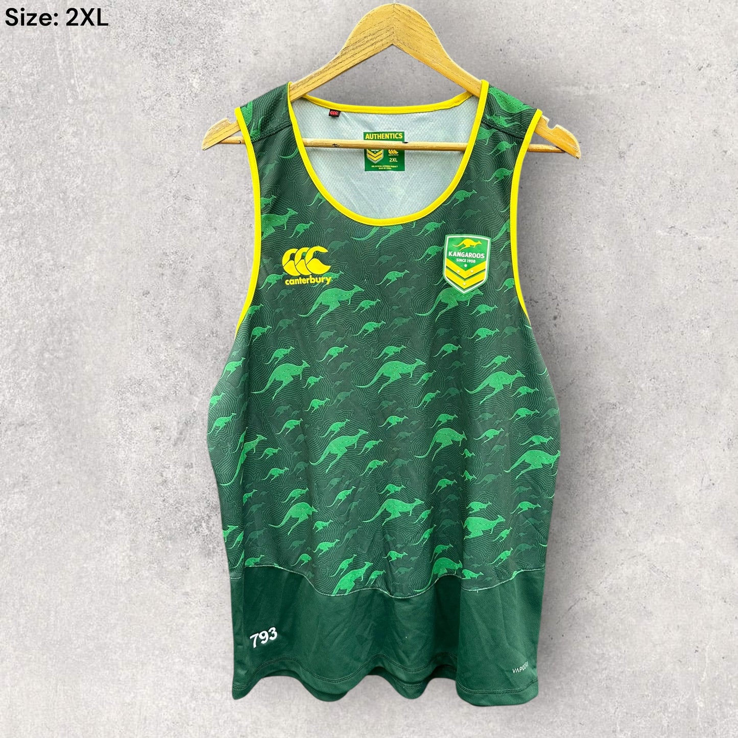 Aaron Woods Australian Kangaroos #793 Canterbury Training Singlet Player Worn