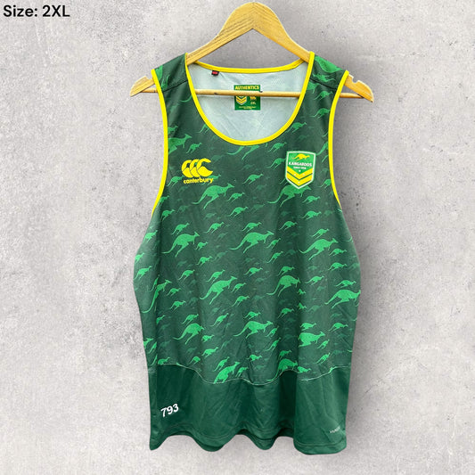 Aaron Woods Australian Kangaroos #793 Canterbury Training Singlet Player Worn