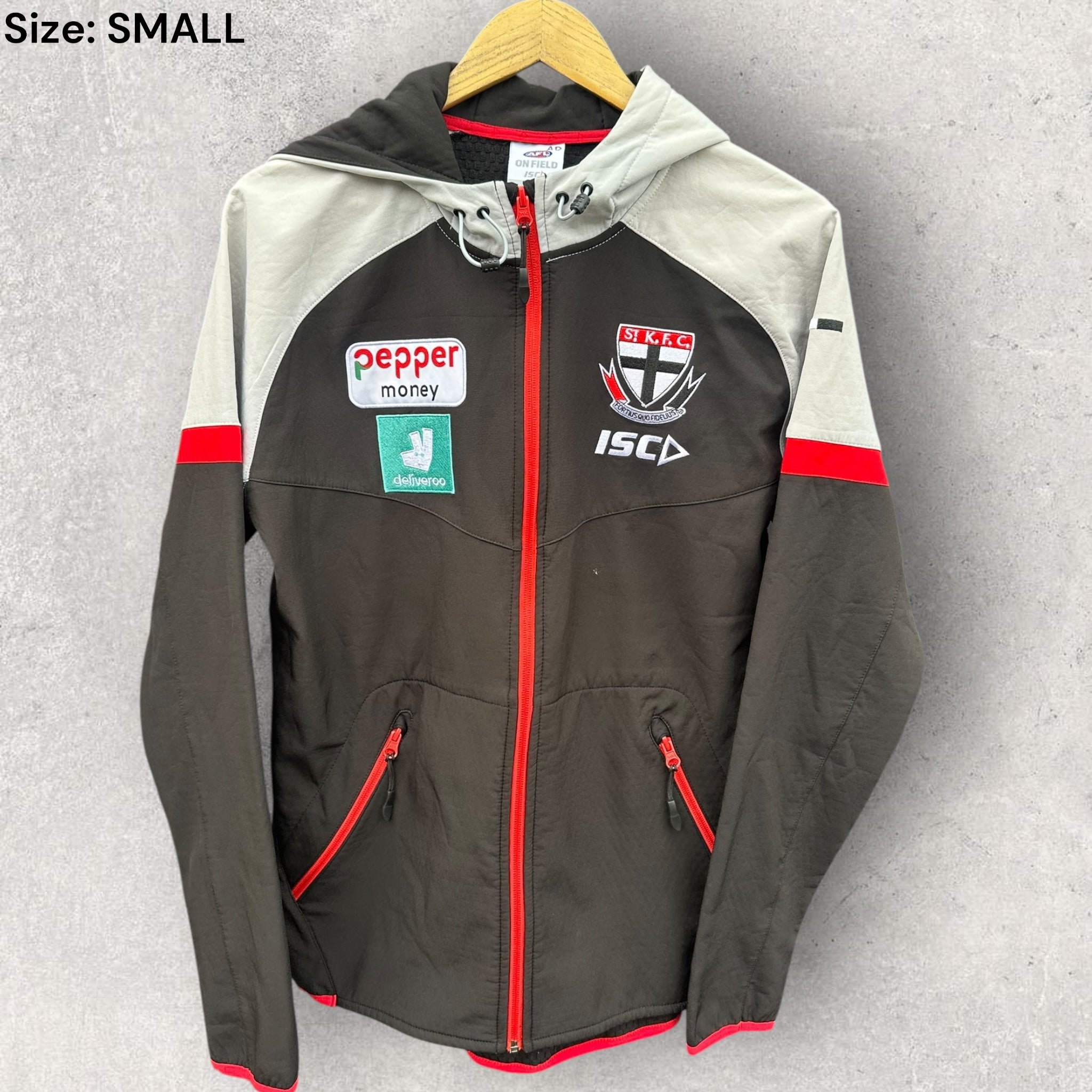 Isc Performance Jacket ST KILDA SAINTS ISC HOODED ON FIELD AFL JACKET – THRILLOFTHETHRIFT