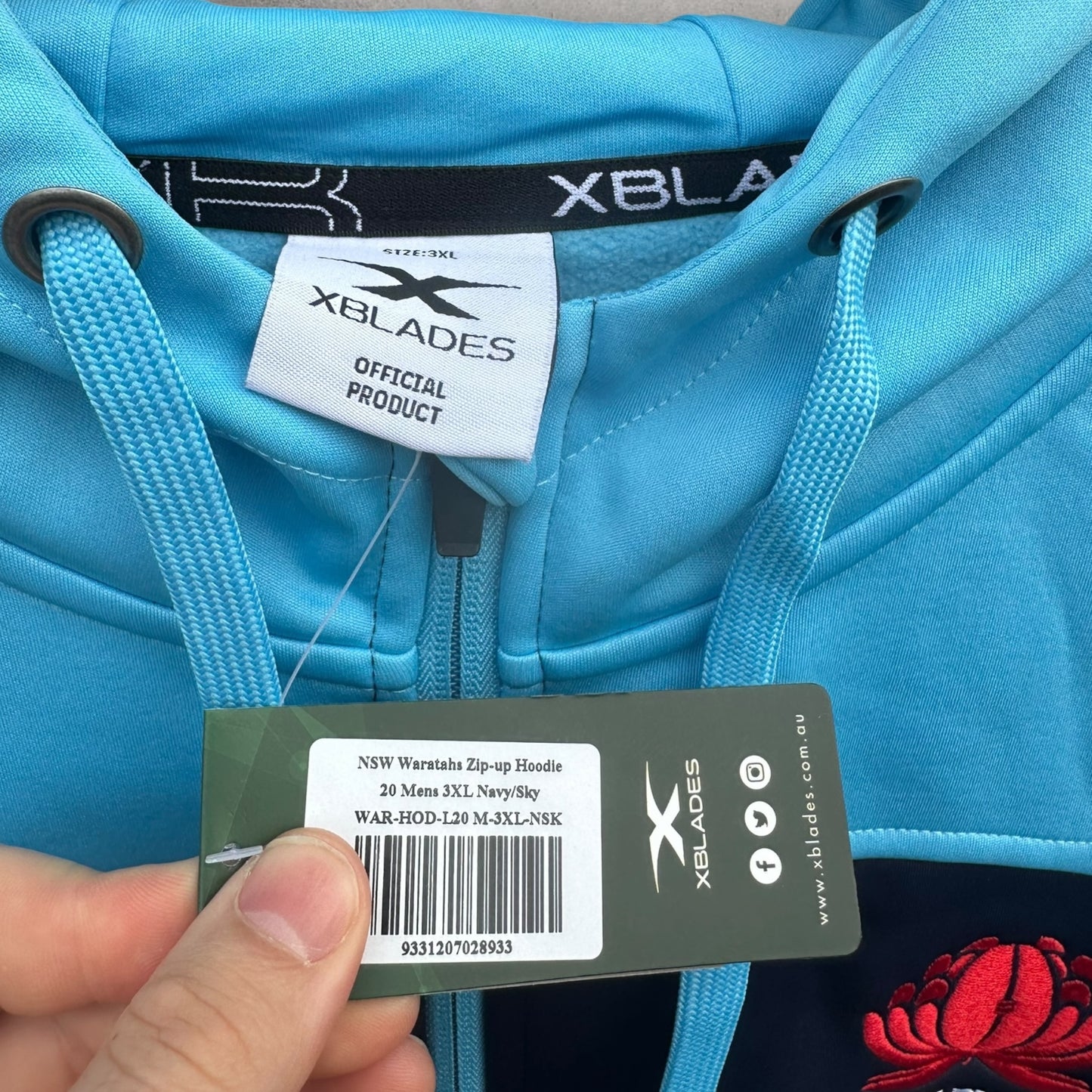 NSW Waratahs 2020 X-Blades Zip Up Hooded Jacket Brand New