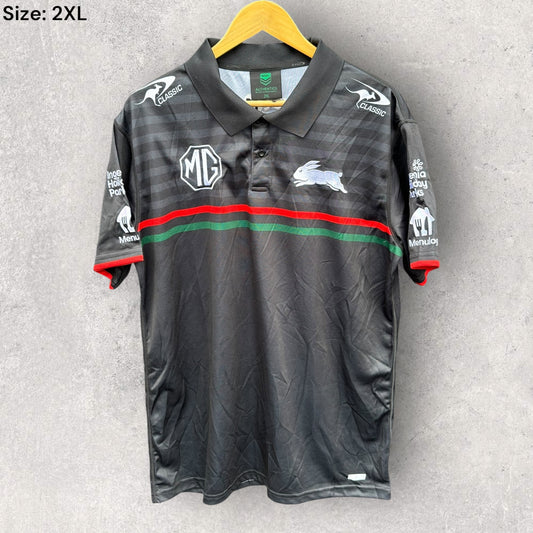 SOUTH SYDNEY RABBITOHS PLAYER ISSUED CLASSIC BLACK POLO SHIRT
