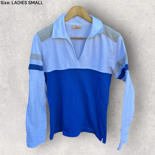 RM WILLIAMS LADIES WHITE & BLUE JERSEY