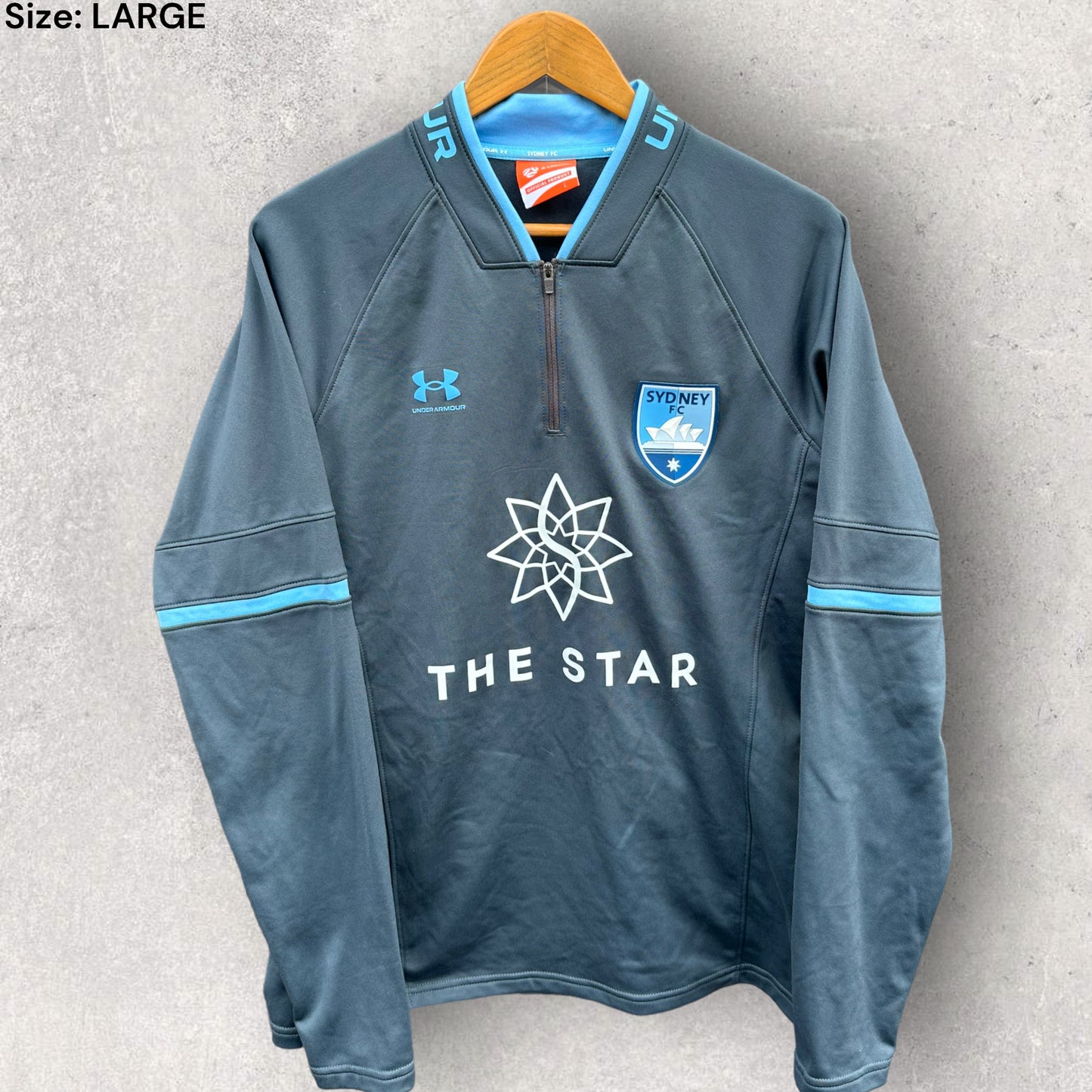 SYDNEY FC QUARTER ZIP GREY LONG SLEEVE JUMPER