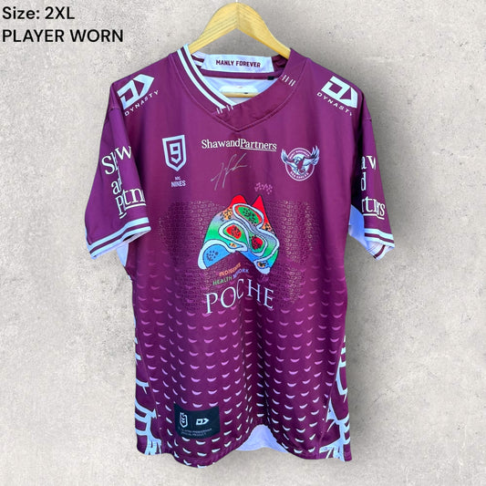 MANLY WARRINGAH SEA EAGLES 2020 AUCKLAND 9S MATCH WORN + SIGNED JERSEY ISSUED TO TANIELA PASEKA
