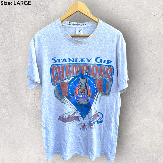 COLORADO AVALANCHE 1996 STANLEY CUP NHL GREY VINTAGE T-SHIRT