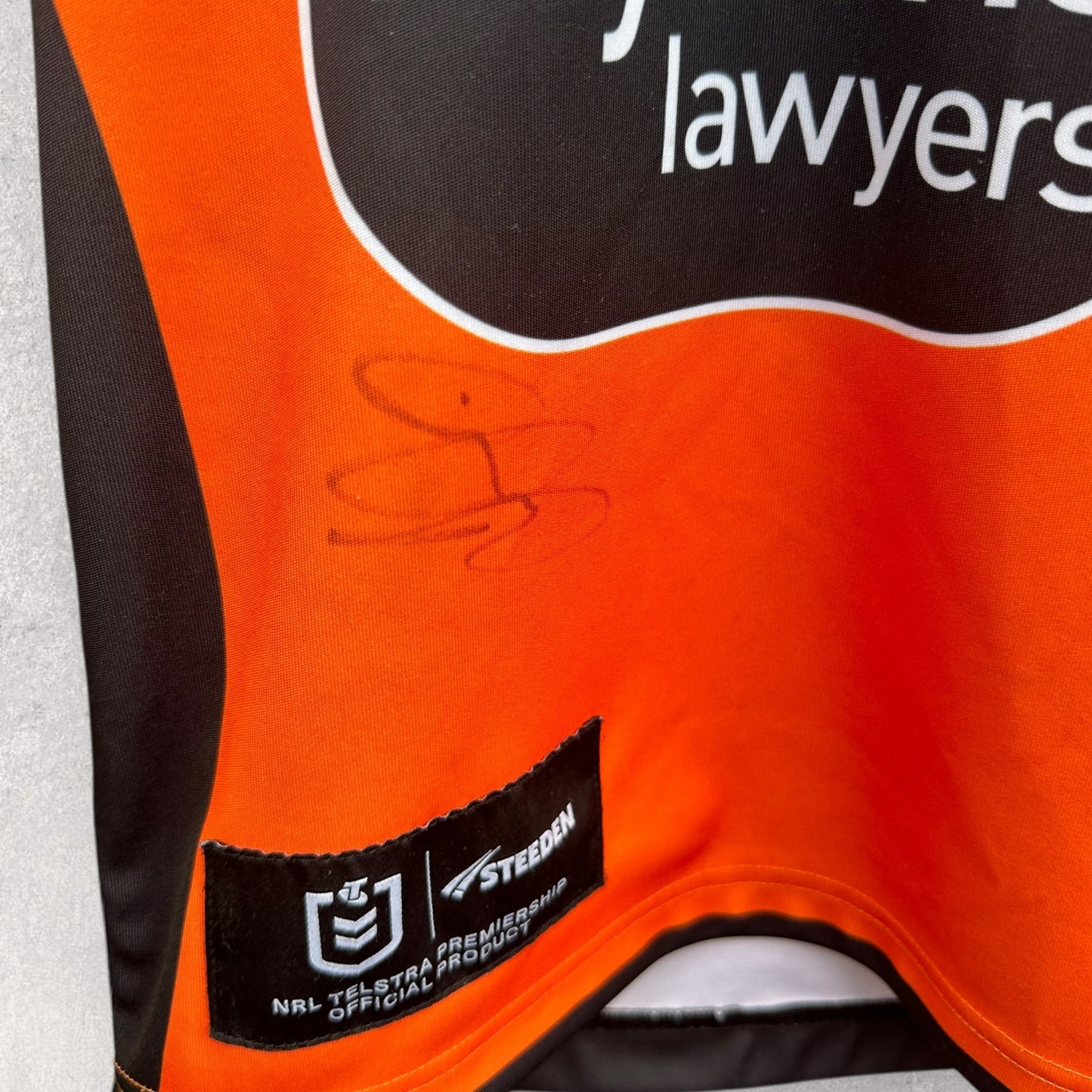 WESTS TIGERS 2021 KIDS AWAY JERSEY WITH SIGNATURE