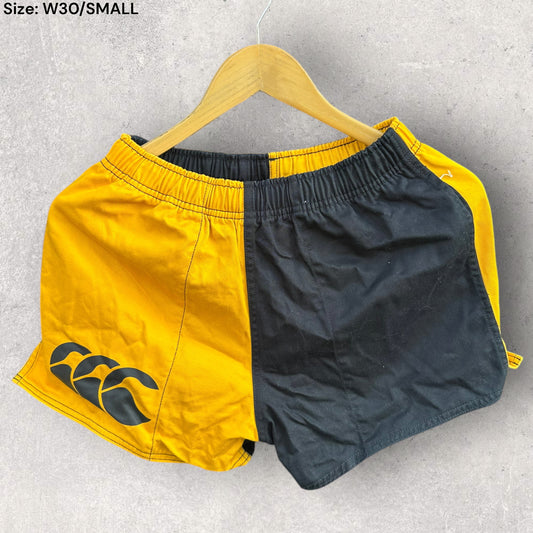 CANTERBURY RUGBY SHORTS GOLD AND BLACK