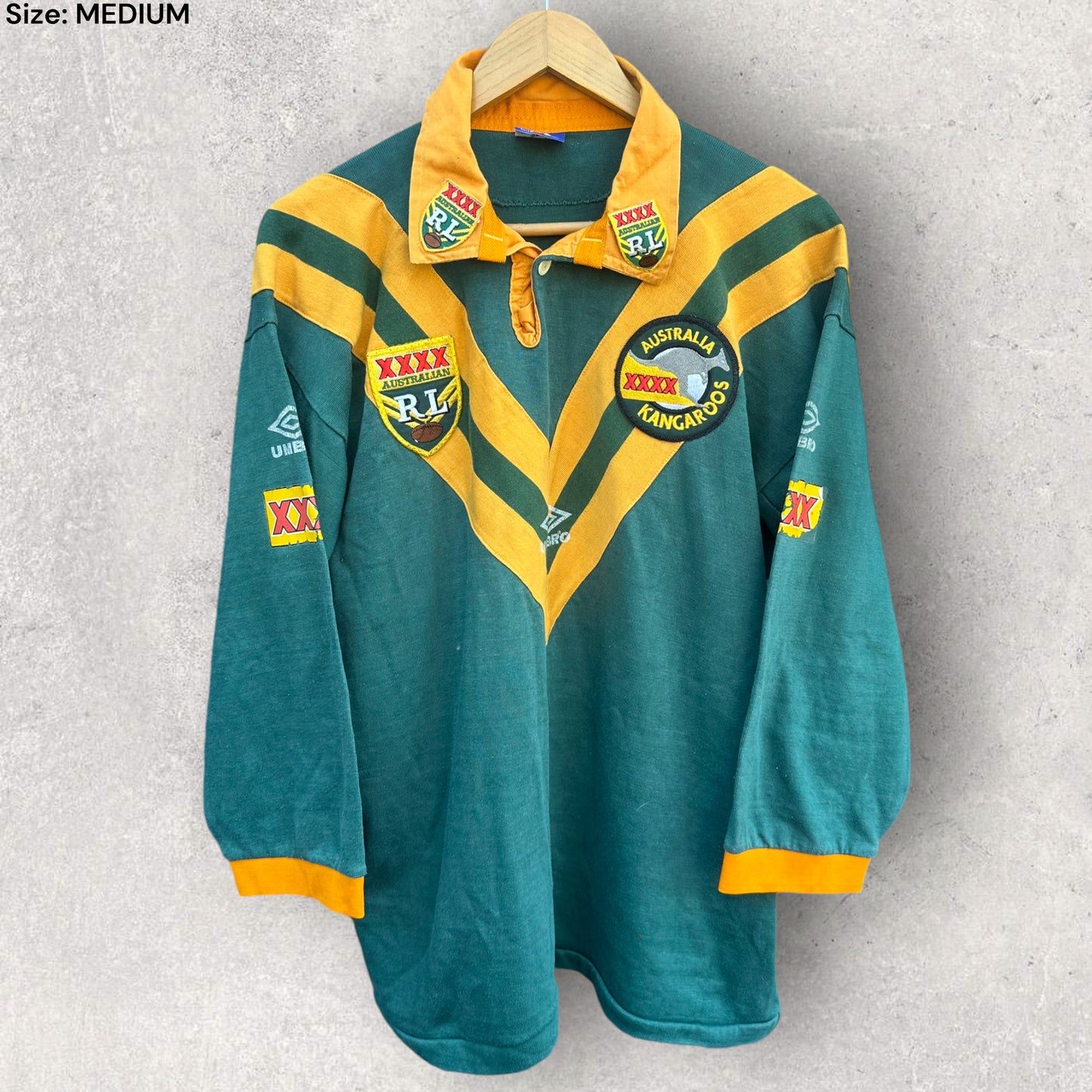 AUSTRALIAN KANGAROOS 1992 WORLD CUP EDITION UMBRO JERSEY