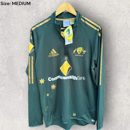CRICKET AUSTRALIA ADIDAS PLAYER HALF ZIP LONG SLEEVE JERSEY BRAND NEW WITH TAGS