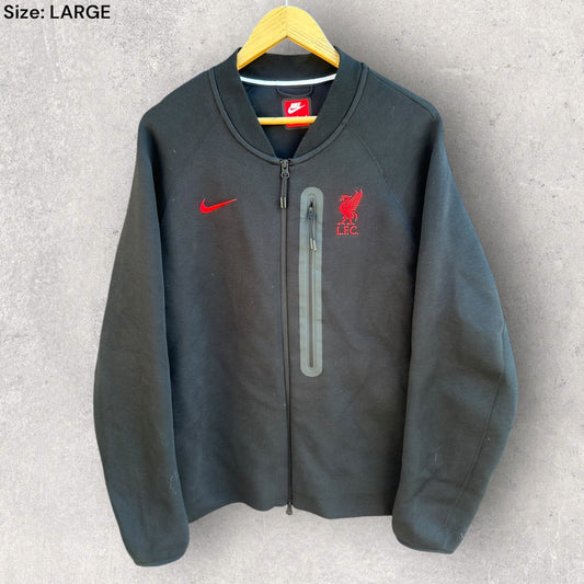 LIVERPOOL FC NIKE TECH FLEECE RED & BLACK BOMBER JACKET