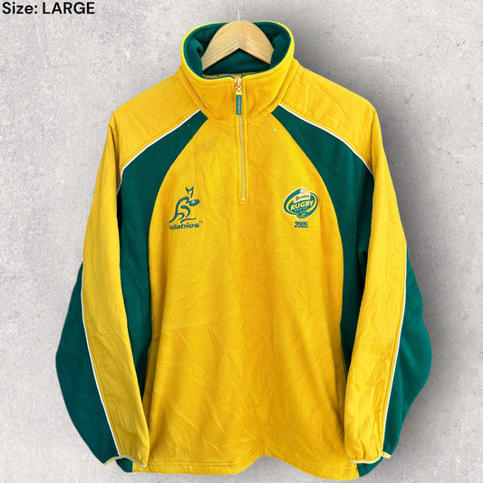 AUSTRALIAN WALLABIES 2005 BUNDY RUM HALF ZIP FLEECE JUMPER