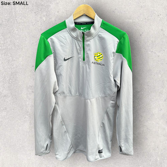 AUSTRALIAN SOCCEROOS NIKE GREY CHEST ZIP LONG SLEEVE TRAINING SHIRT