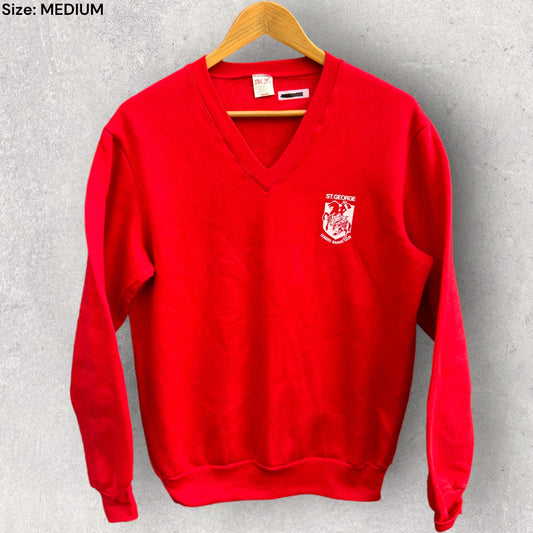 ST GEORGE LEAGUES CLUB VINTAGE SQUASH RED SWEATER