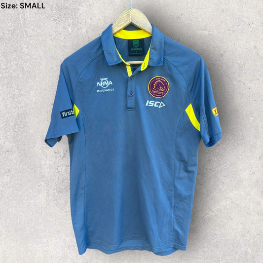 BRISBANE BRONCOS 2019 ISC GREY MEDIA POLO SHIRT