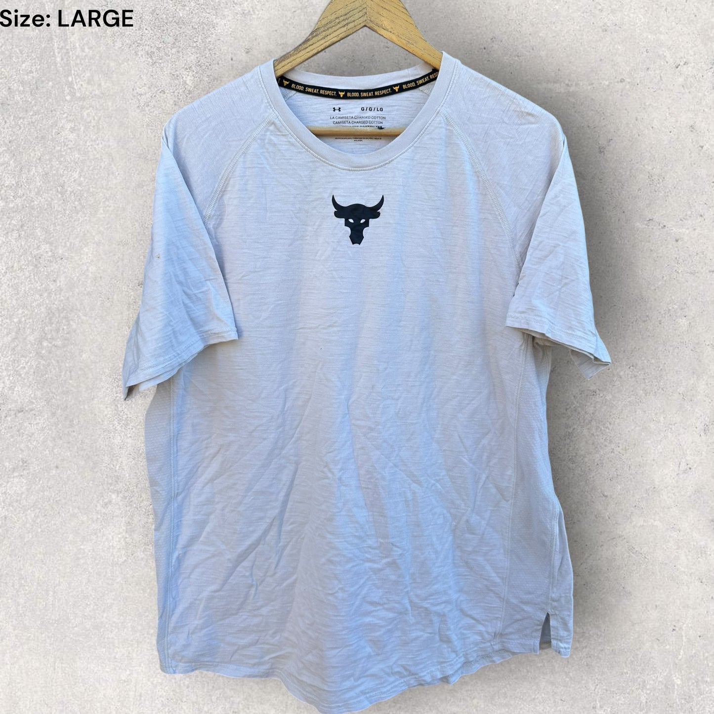 UNDER ARMOUR X PROJECT ROCK GREY COTTON SHIRT