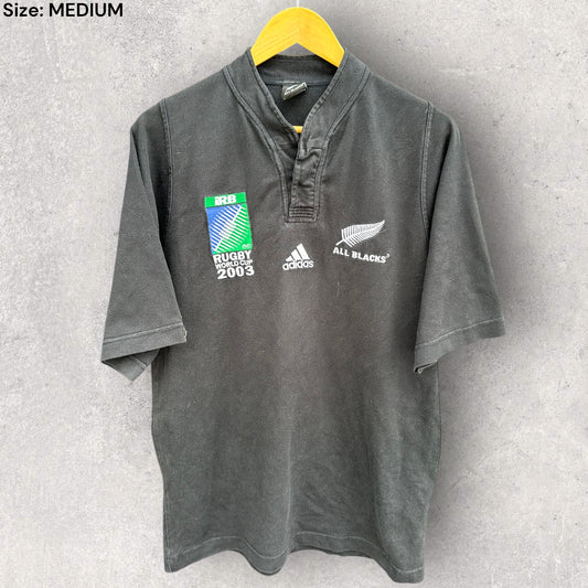 NEW ZEALAND ALL BLACKS 2003 ADIDAS RUGBY WORLD CUP SHORT SLEEVE JERSEY