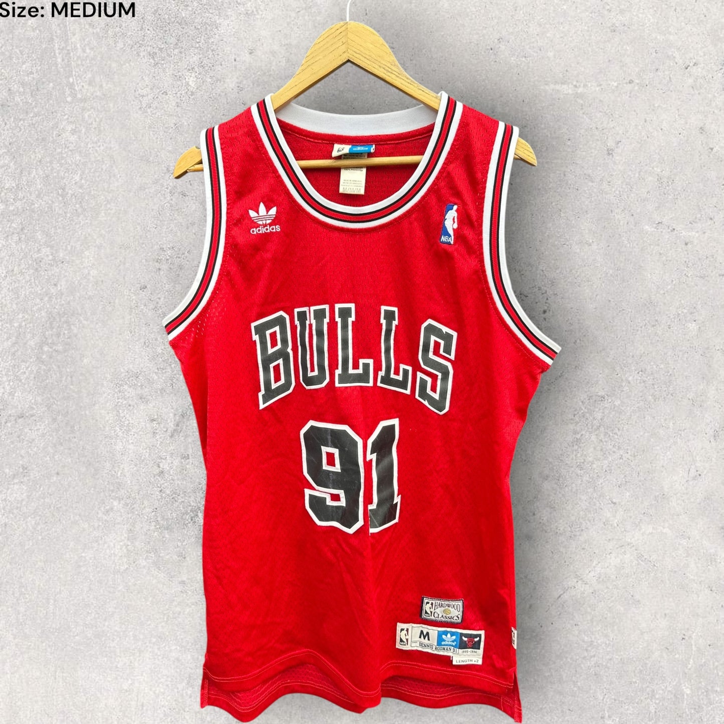 DENNIS RODMAN CHICAGO BULLS ADIDAS NBA JERSEY