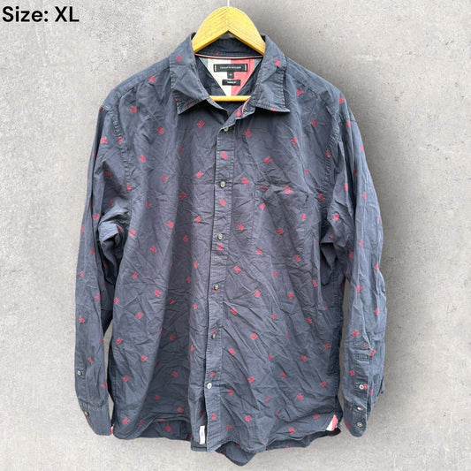 TOMMY HILFIGER BLUE LONG SLEEVE BUTTON UP SHIRT