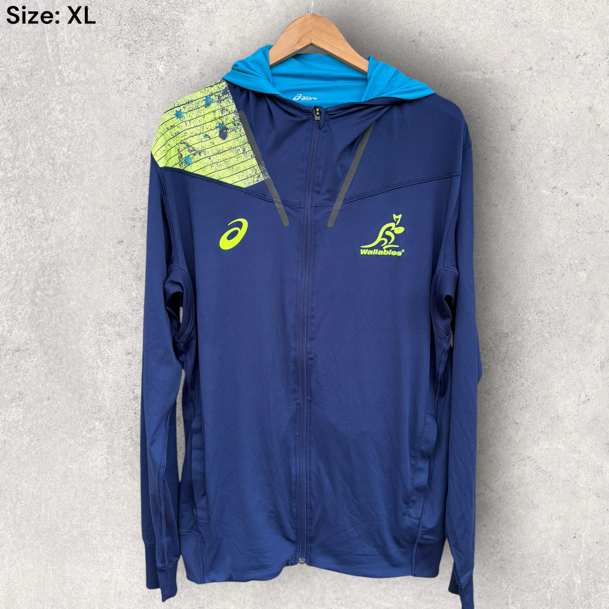 Australian Wallabies ASICS Full Zip Blue Hooded Jacket