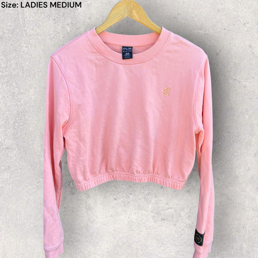 PE NATION LADIES PINK CROPPED SWEAT JUMPER