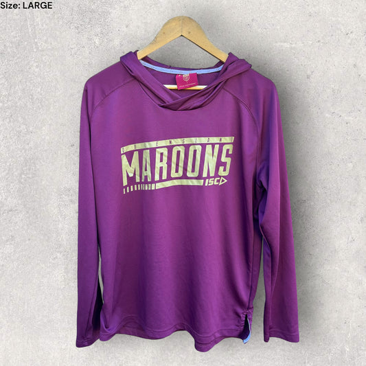 QLD MAROONS LIGHTWEIGHT HOODED LONG SLEEVE TOP
