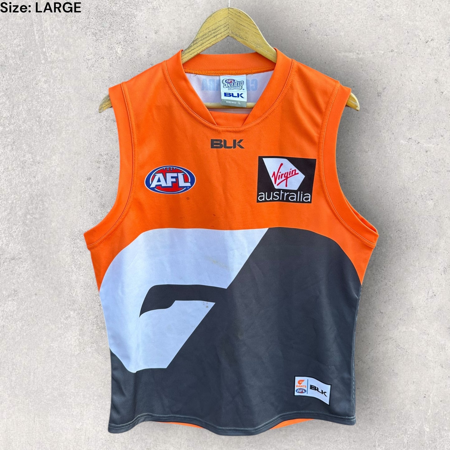 GWS Greater Western Sydney Giants BLK On field AFL Guernsey