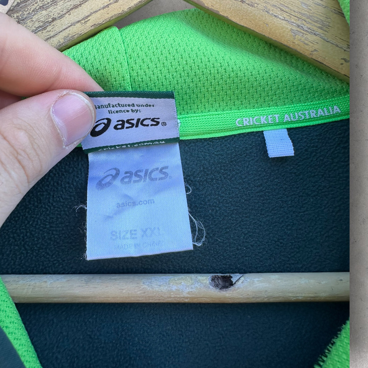 Australian Cricket ASICS Green Hooded Pullover Jumper