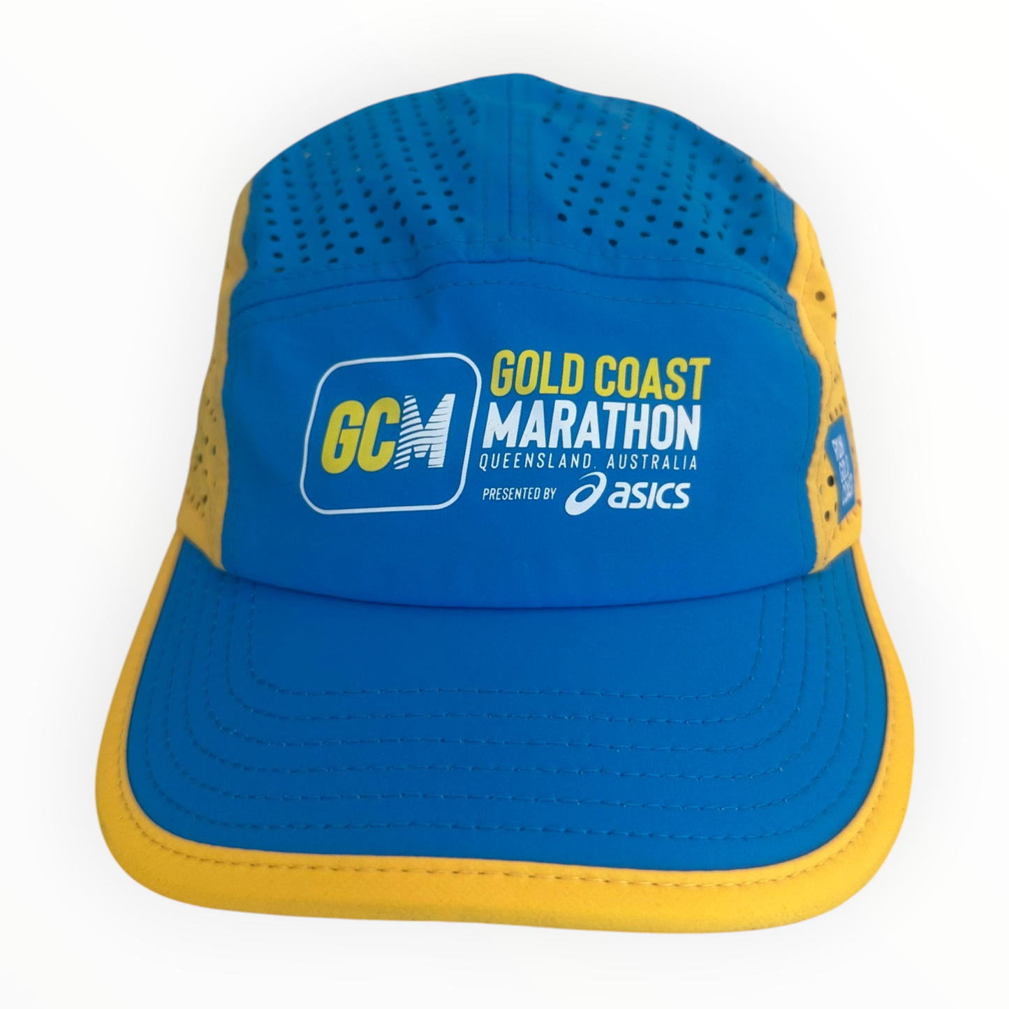 Gold Coast Marathon ASICS 5 Panel Blue & Yellow Hat