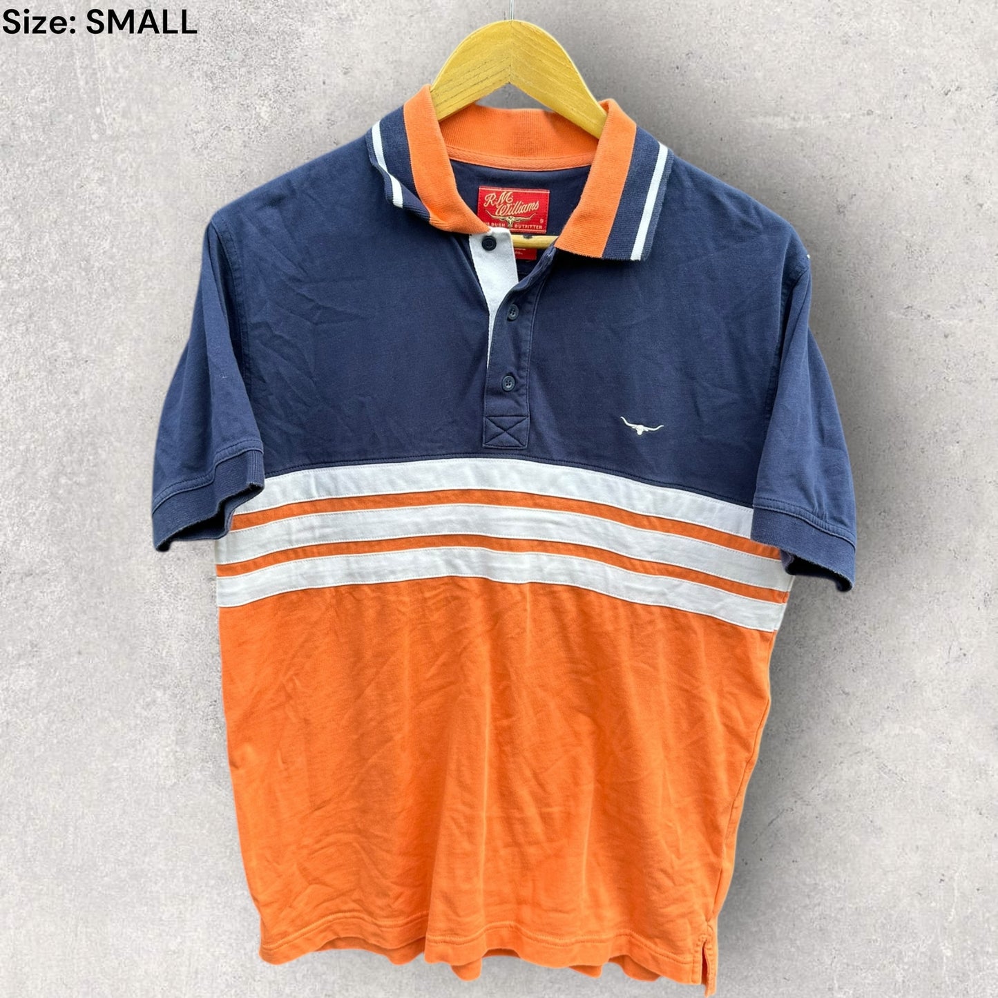 RM WILLIAMS VINTAGE BLUE / SKIN TONE POLO SHIRT