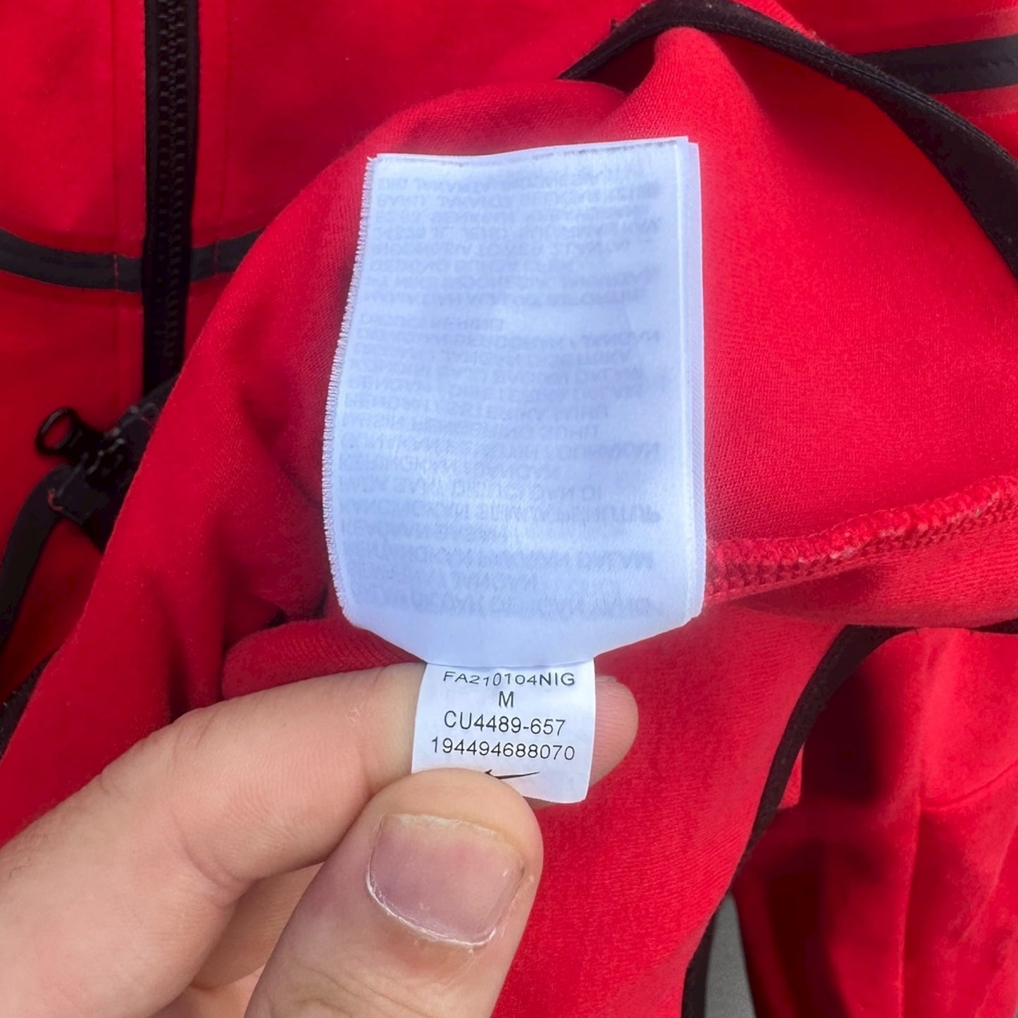 NIKE RED TECH FLEECE WINDRUNNER HOODED JACKET