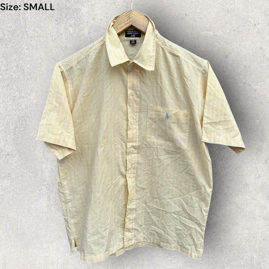 RALPH LAUREN POLO YELLOW SHORT SLEEVE BUTTON UP VINTAGE SHIRT MADE IN USA