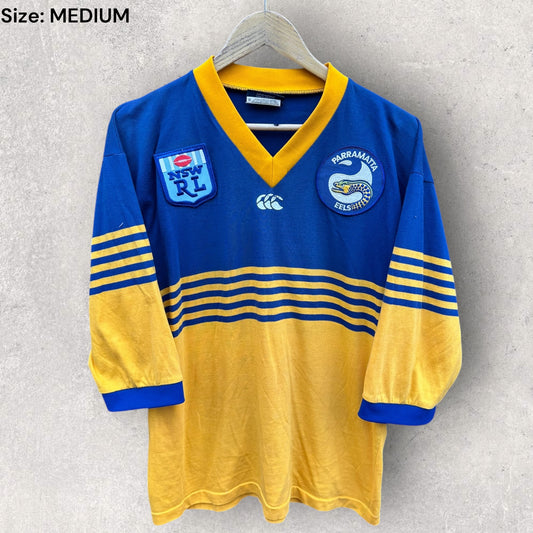 Parramatta Eels Canterbury NSW Rugby League Vintage Long Sleeve Cotton Jersey