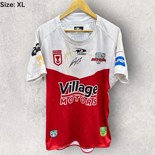REDCLIFFE DOLPHINS PRESTON RIKI MATCH WORN + SIGNED HOSTPLUS CUP JERSEY