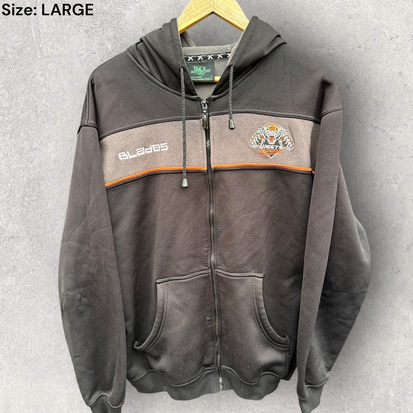 Wests Tigers X-Blades Full Zip Fleece Hooded Jumper