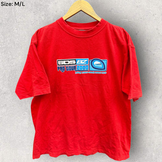 SDS BZ PRO SURFING TOUR 2000 VINTAGE RED T-SHIRT
