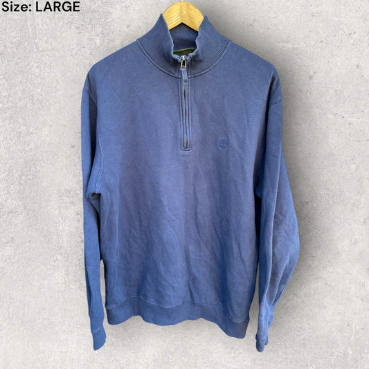 TIMBERLAND HALF ZIP VINTAGE PULLOVER BLUE JUMPER