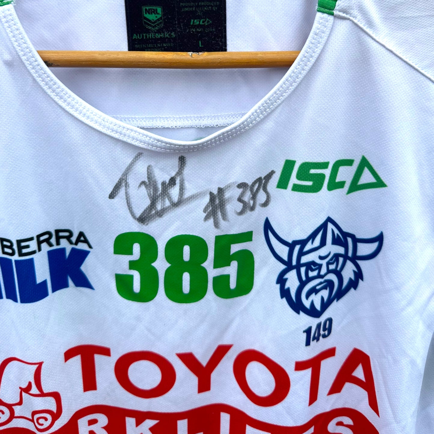 TREY MOONEY CANBERRA RAIDERS 2024 CAPTAINS RUN SHIRT SIGNED