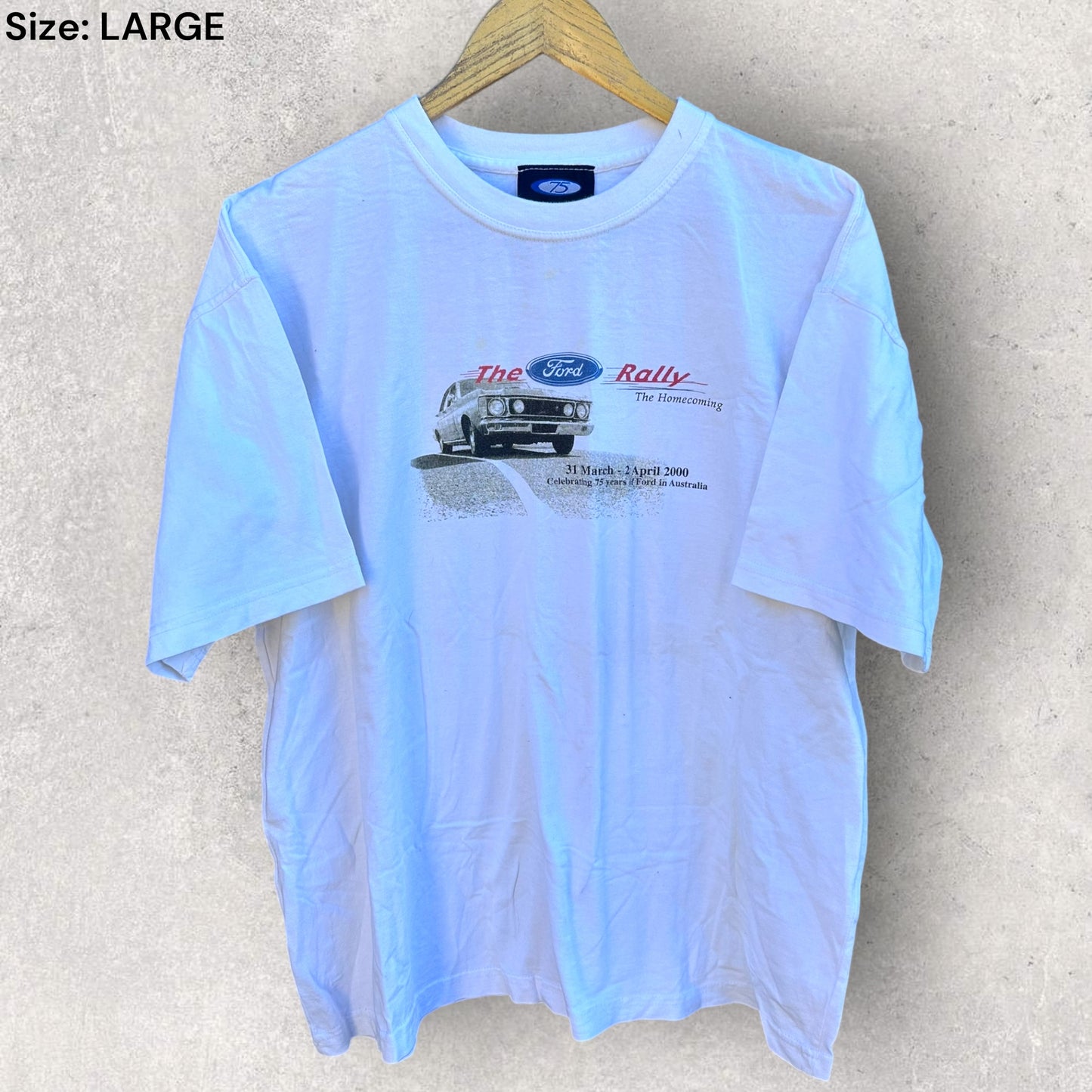 FORD Racing 2000 White Short Sleeve 75th Anniversary Y2K Vintage Shirt