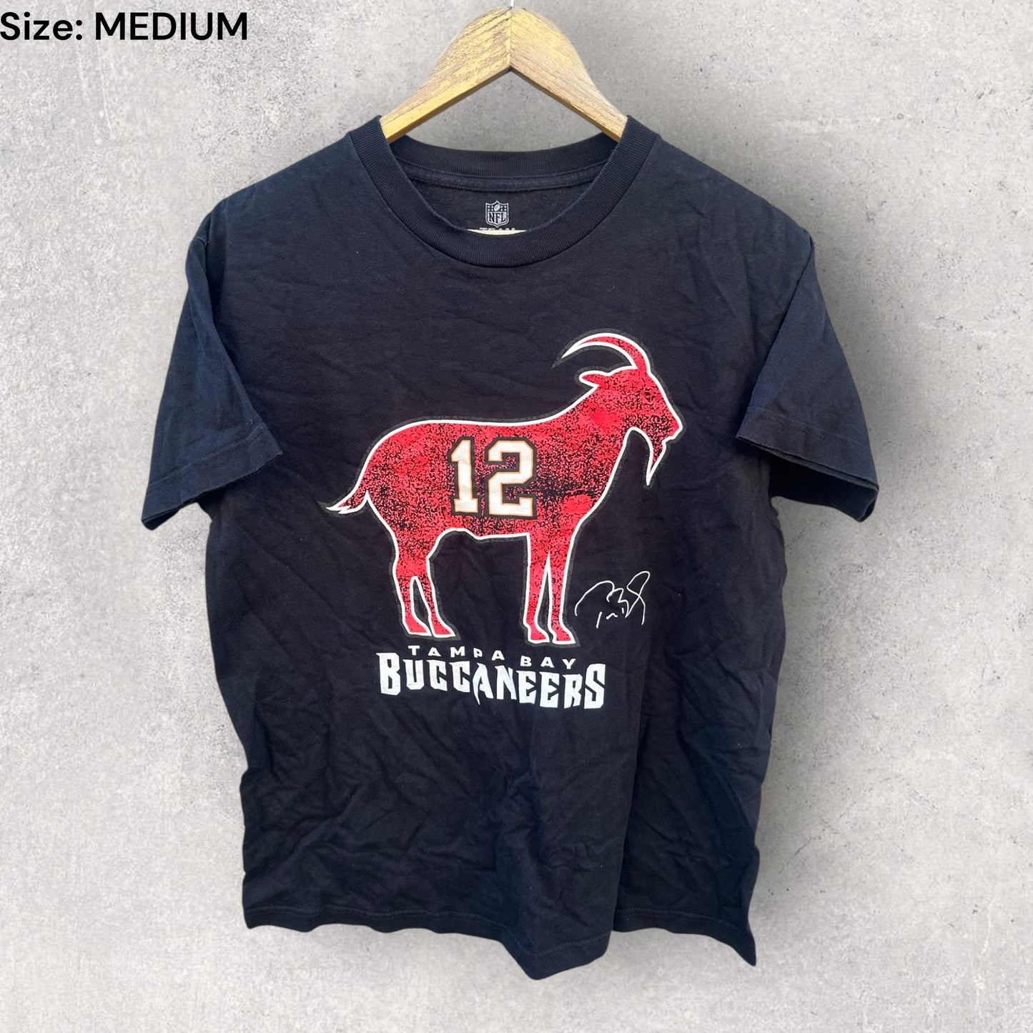 TOM BRADY TAMPA BAY BUCCANEERS GOAT BLACK SHIRT