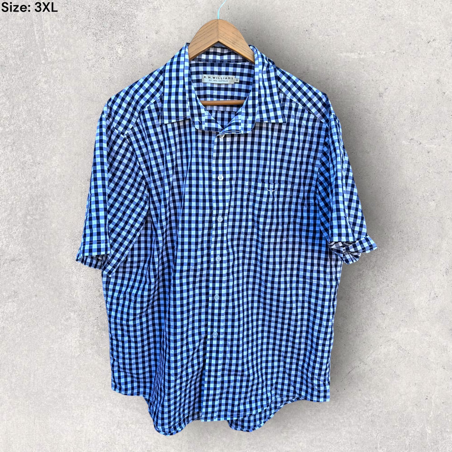 RM WILLIAMS CHECKERED SHORT SLEEVE DRESS SHIRT