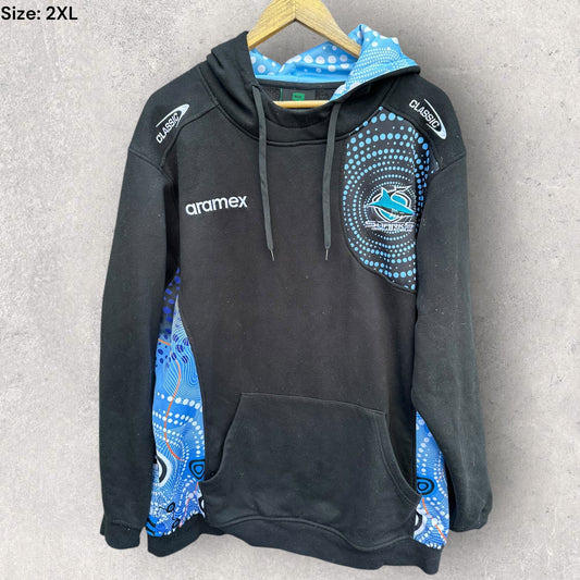 CRONULLA SHARKS 2025 INDIGENOUS HOODIE PLAYER ISSUED TOM HAZLETON
