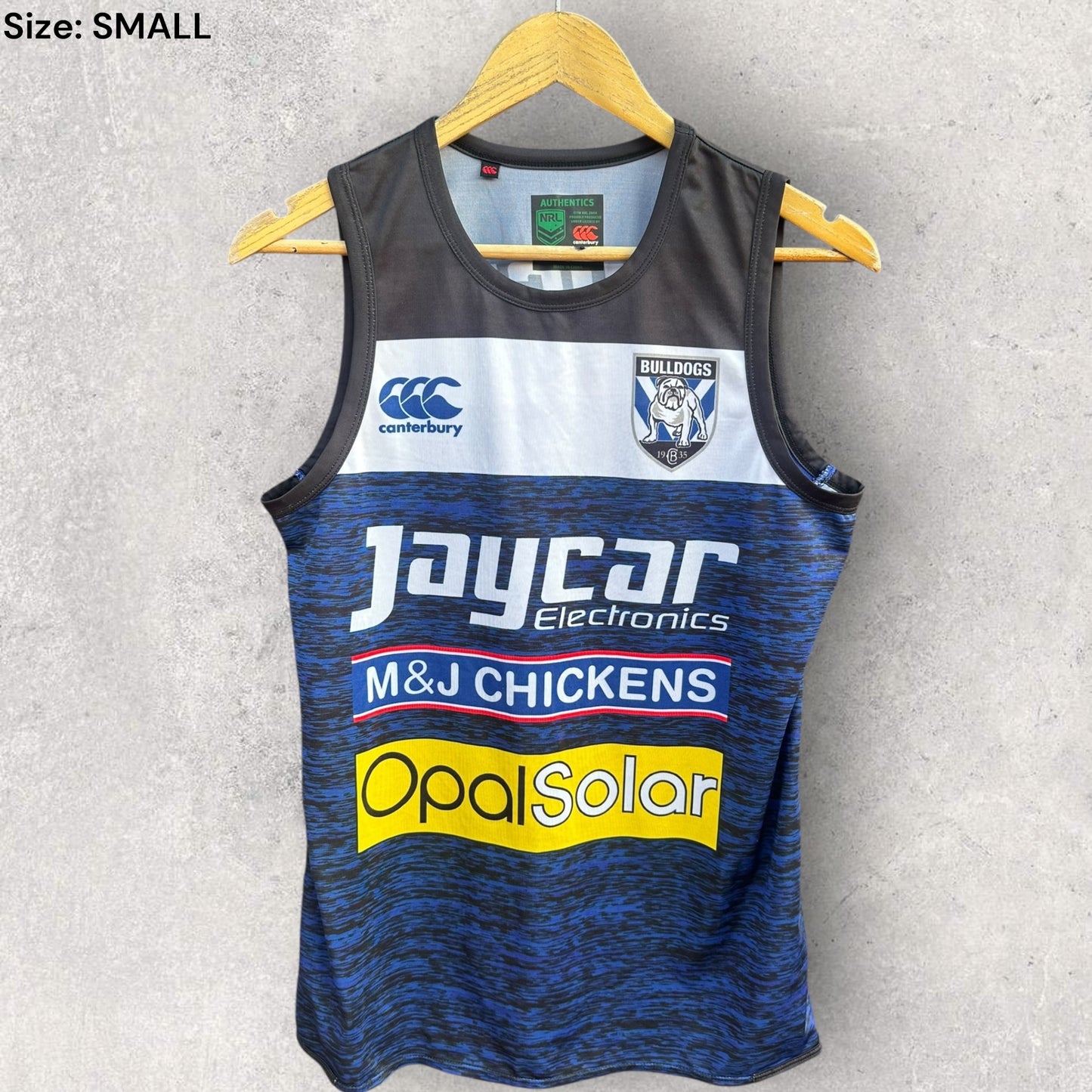 CANTERBURY BULLDOGS JAYCAR TRAINING SINGLET