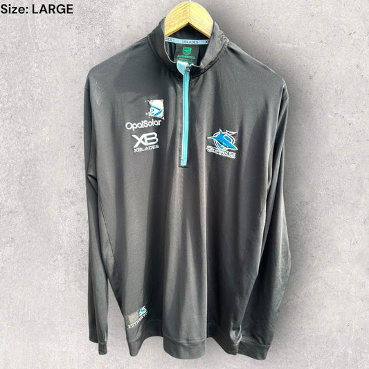 Cronulla Sharks X-Blades Chest Zip Long Sleeve Player Training Top