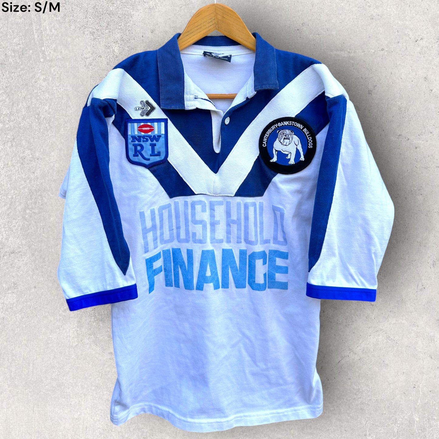 CANTERBURY BULLDOGS 1992 HOUSEHOLD FINANCE VINTAGE NSW RUGBY LEAGUE JERSEY