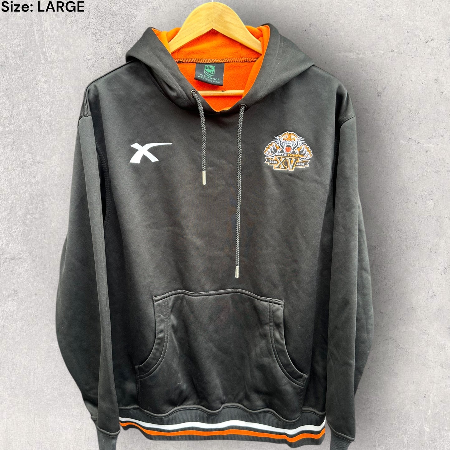 WESTS TIGERS 2014 X-BLADES BLACK HOODED JUMPER