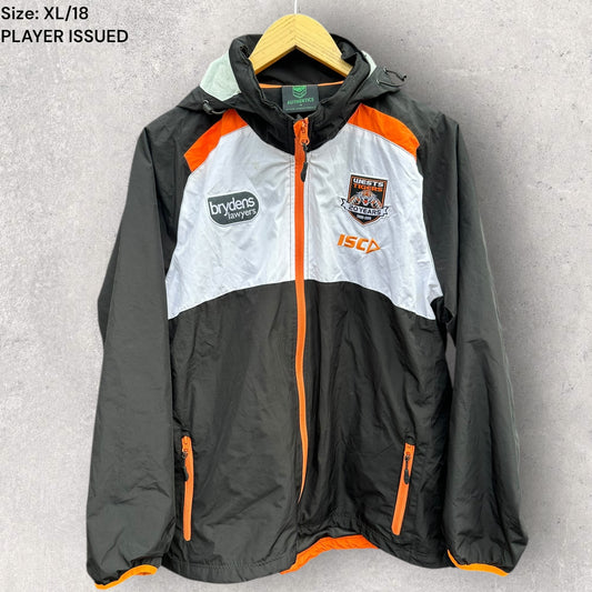 WESTS TIGERS 2019 WINDBREAKER HOODED JACKET PLAYER ISSUED